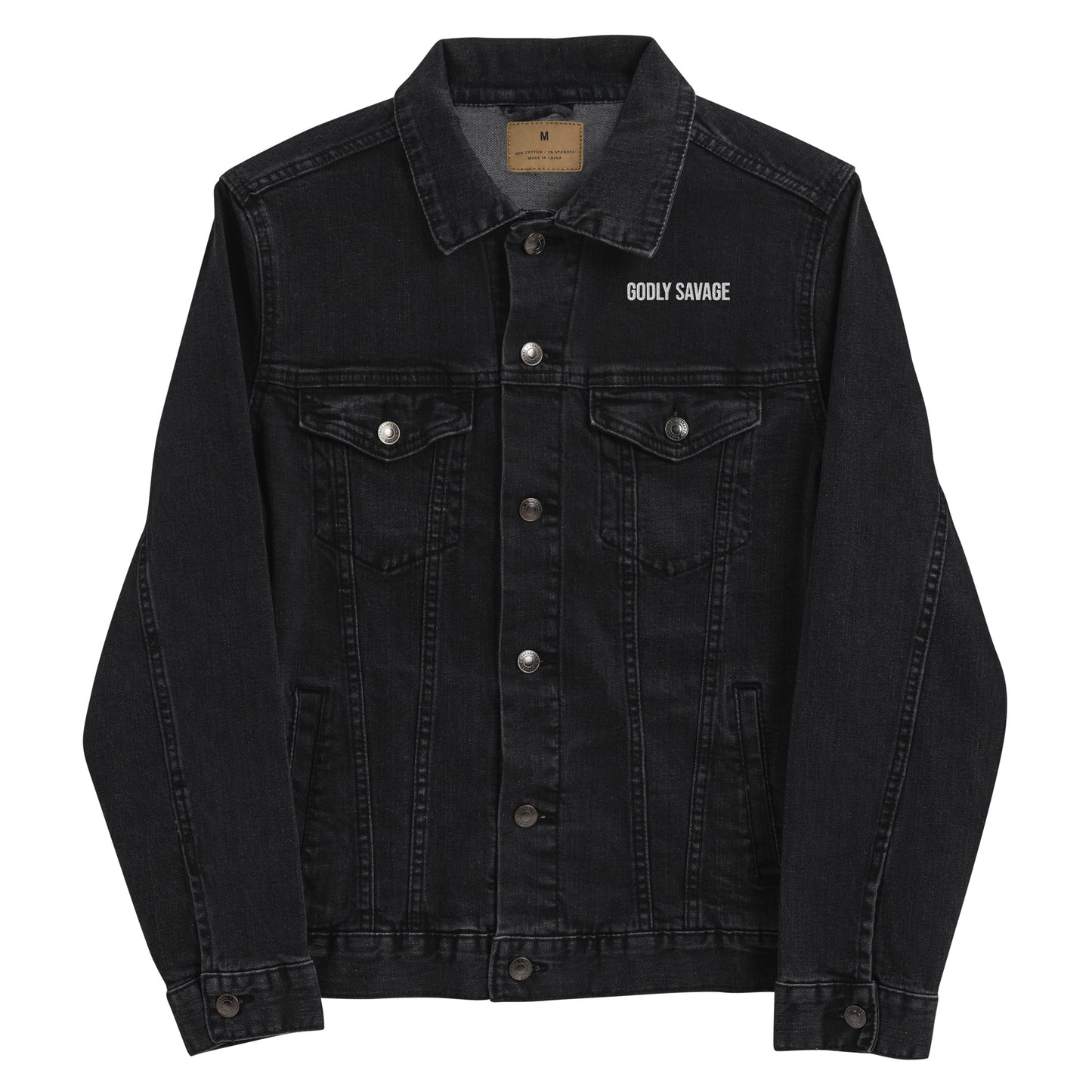 Minimalist "Godly Savage" Unisex denim jacket