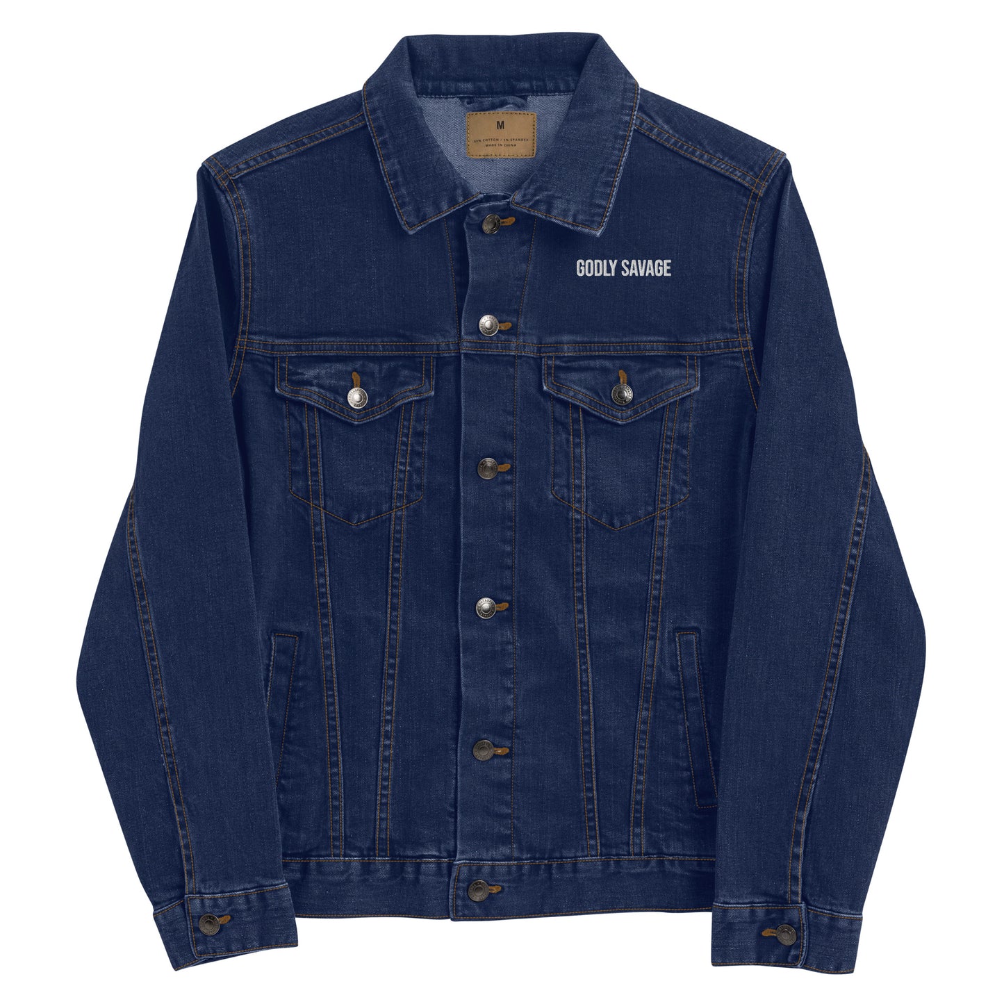 Minimalist "Godly Savage" Unisex denim jacket