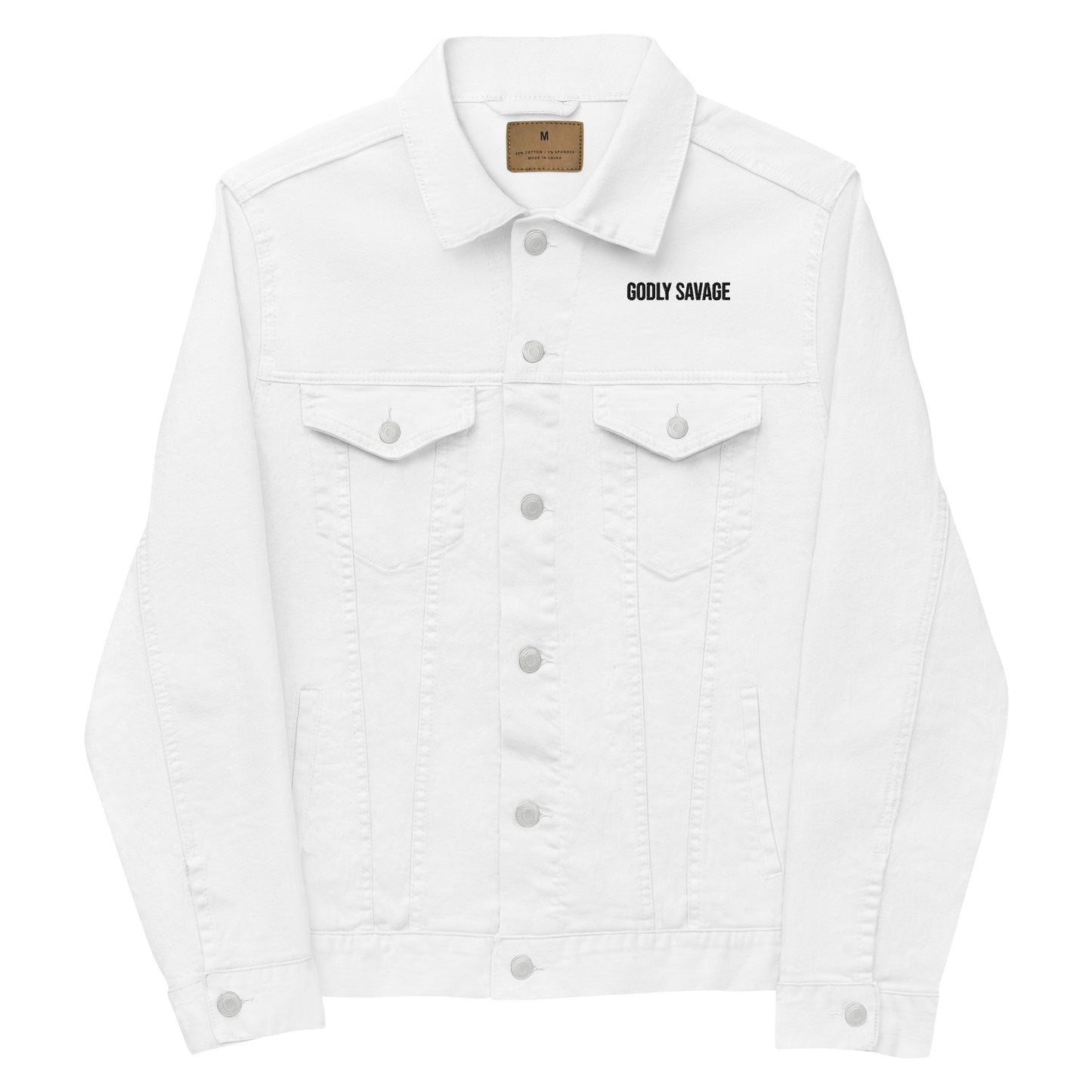 Minimalist "Godly Savage" Unisex denim jacket