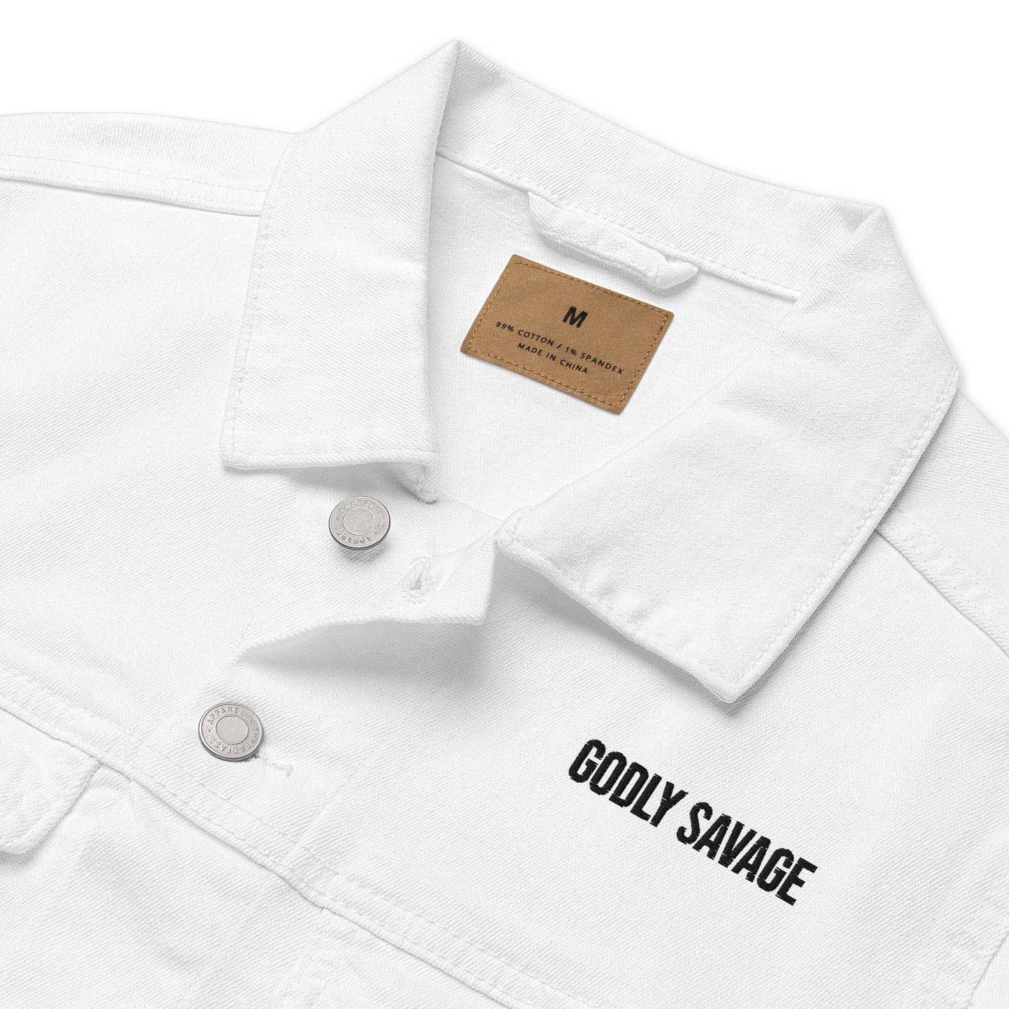 Minimalist "Godly Savage" Unisex denim jacket