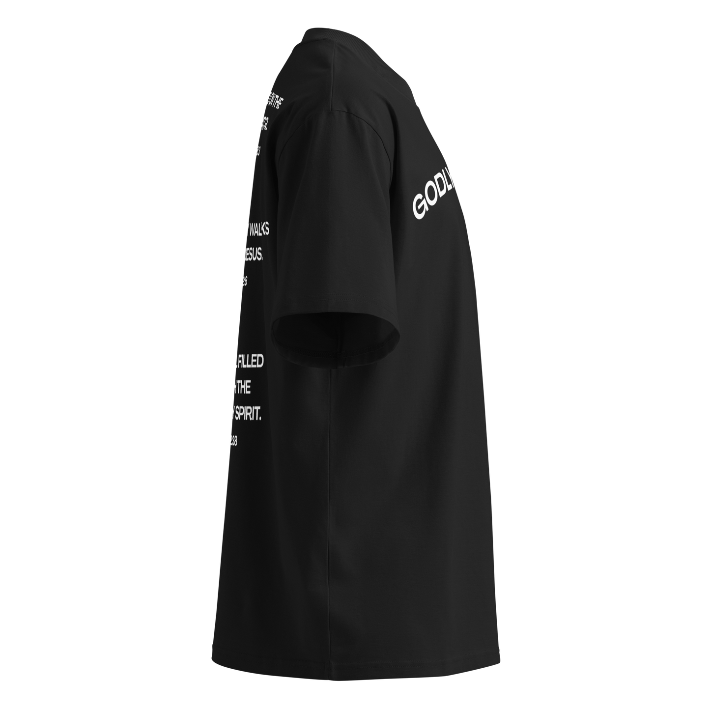"One". Black Unisex organic oversized high neck t-shirt