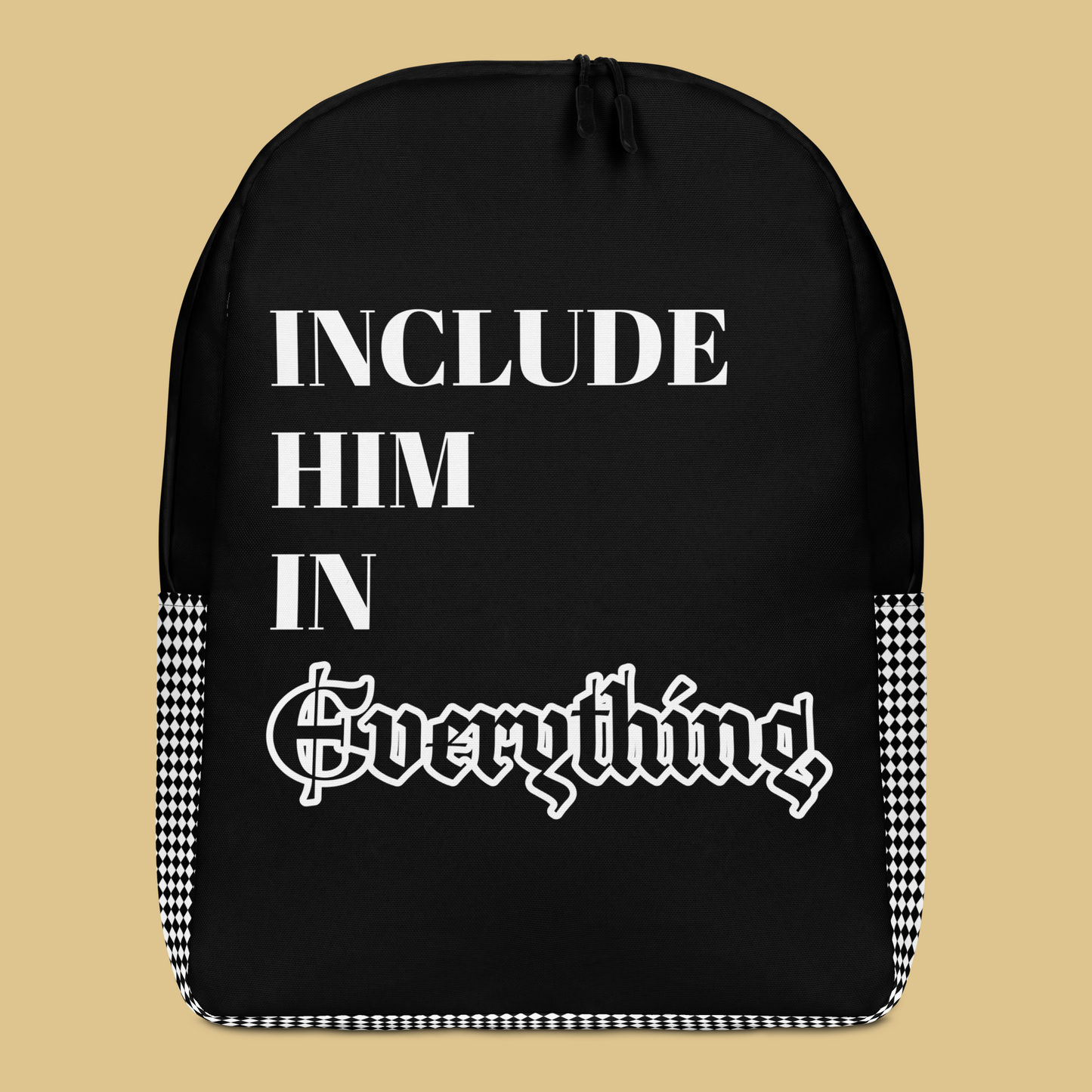 Black "Include Him" Minimalist Backpack