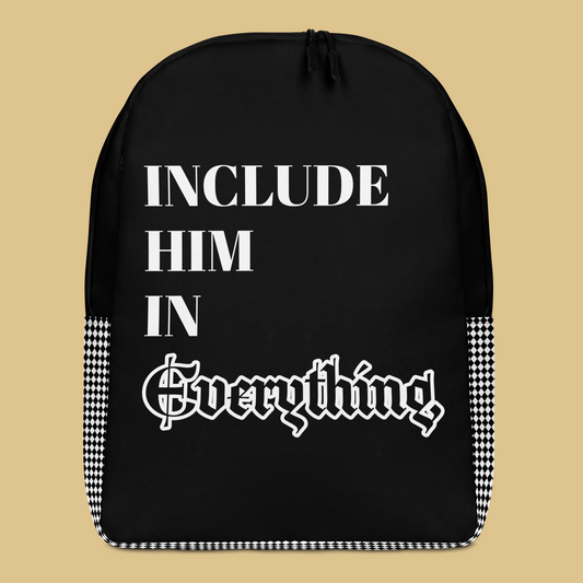 Black "Include Him" Minimalist Backpack