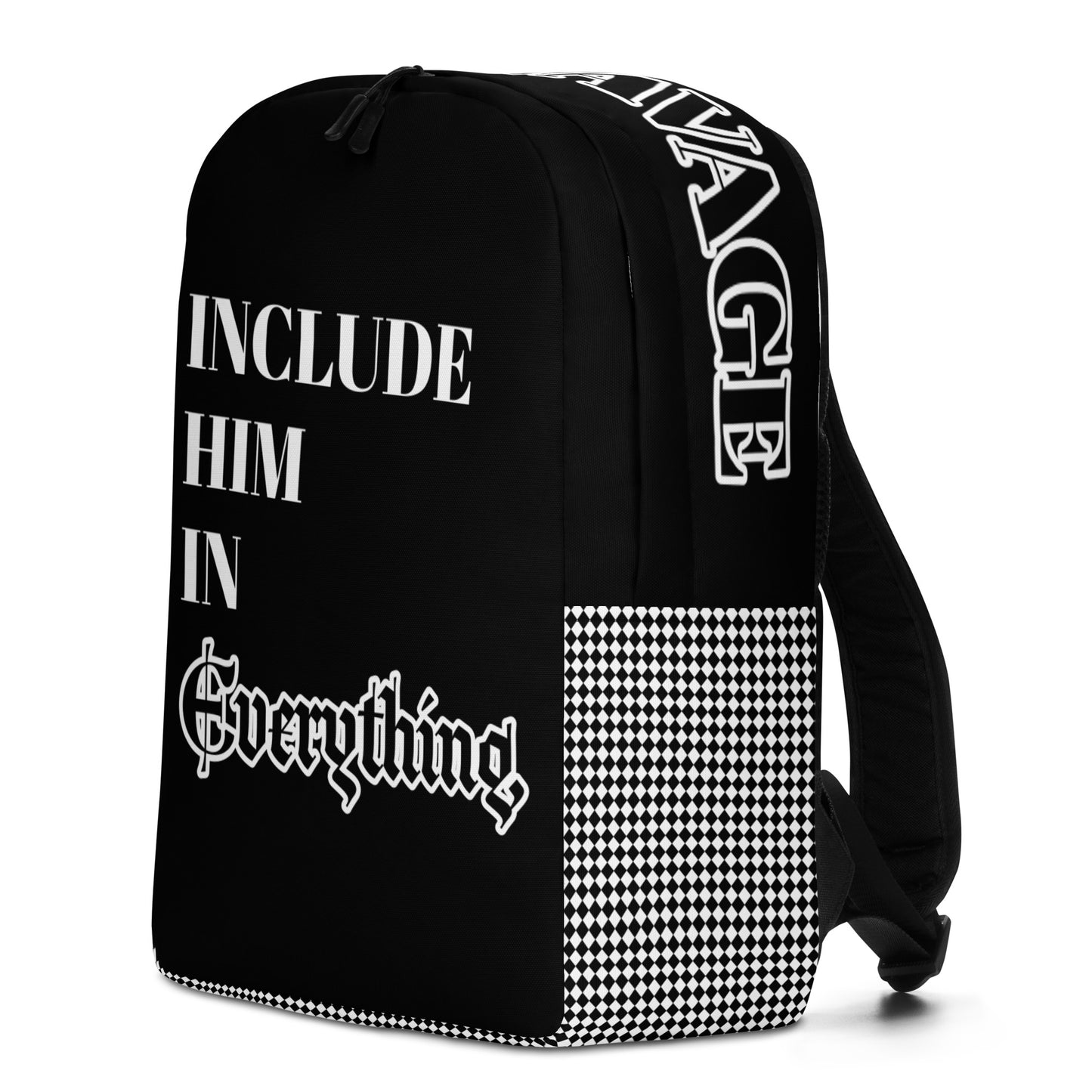 Black "Include Him" Minimalist Backpack