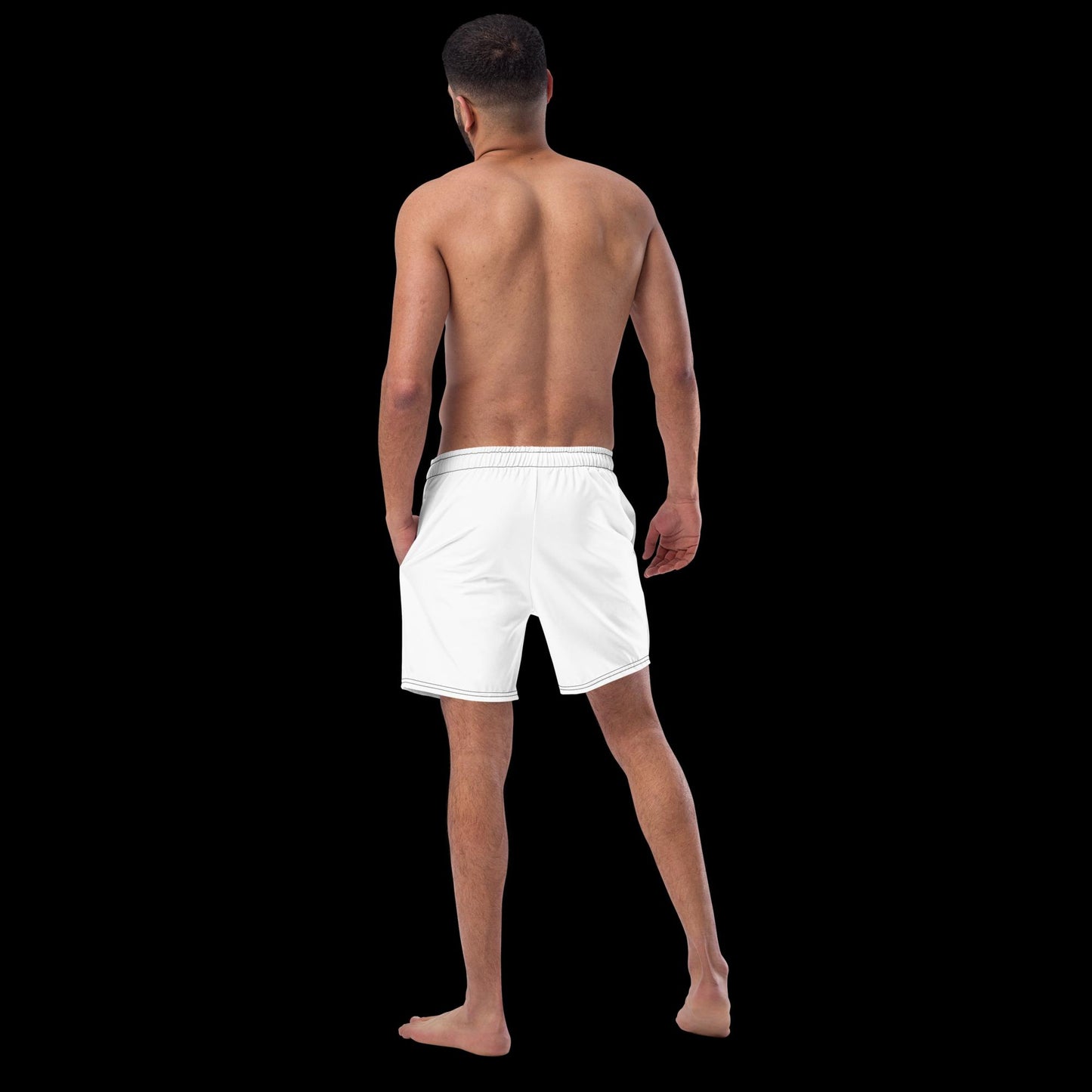 White "Godly Savage" Men's swim trunks