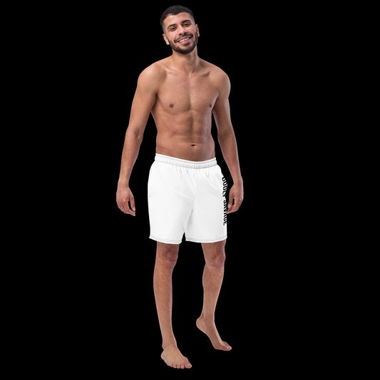 White "Godly Savage" Men's swim trunks