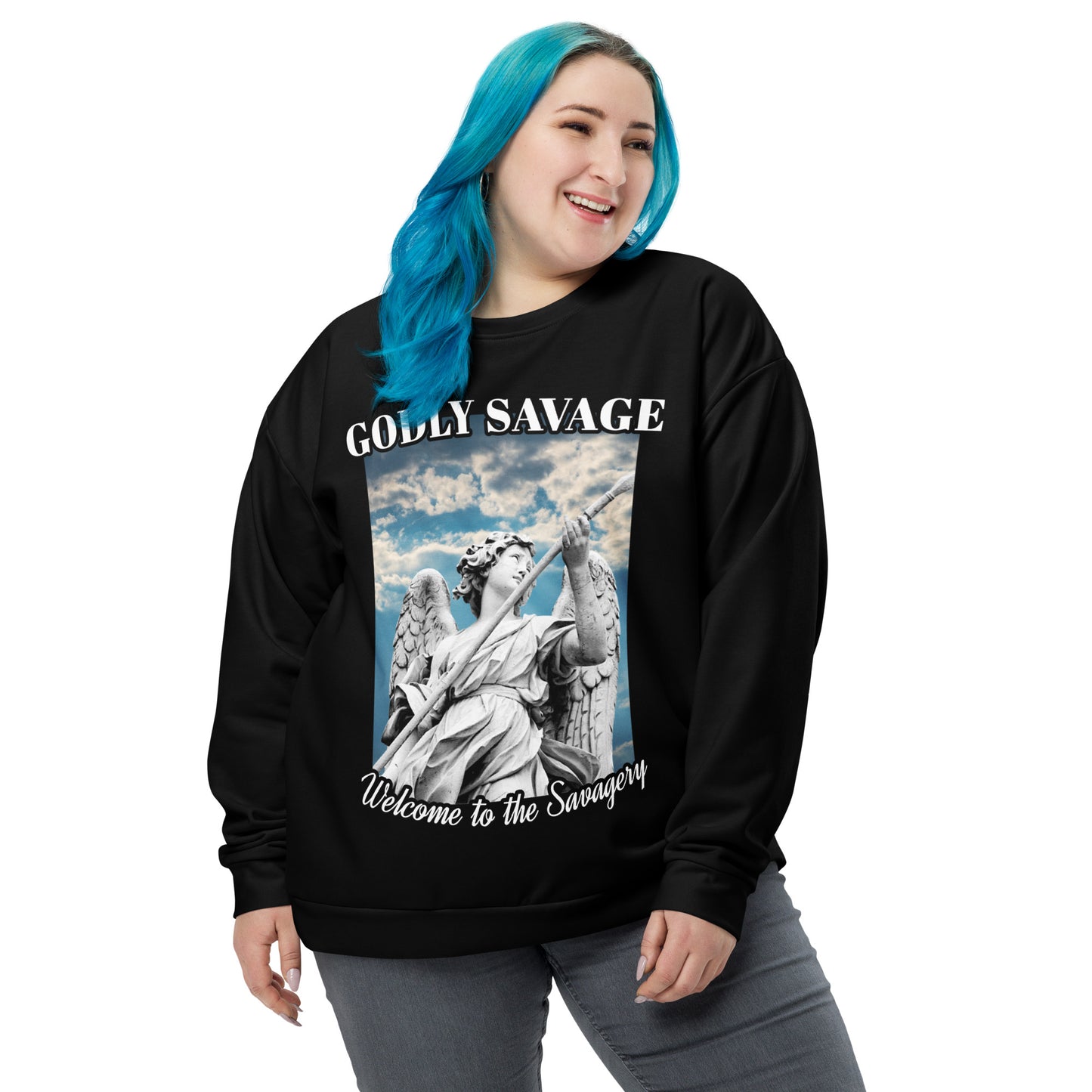 Black “Angelic Savage” Unisex Sweatshirt