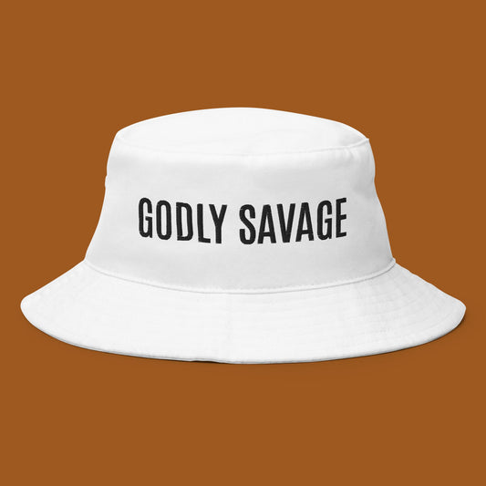 White "Godly Savage" Bucket Hat