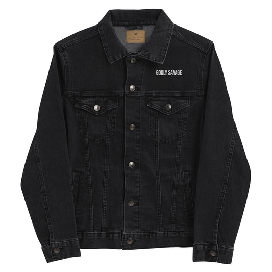 Minimalist "Godly Savage" Unisex denim jacket