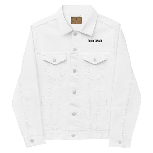 Minimalist "Godly Savage" Unisex denim jacket