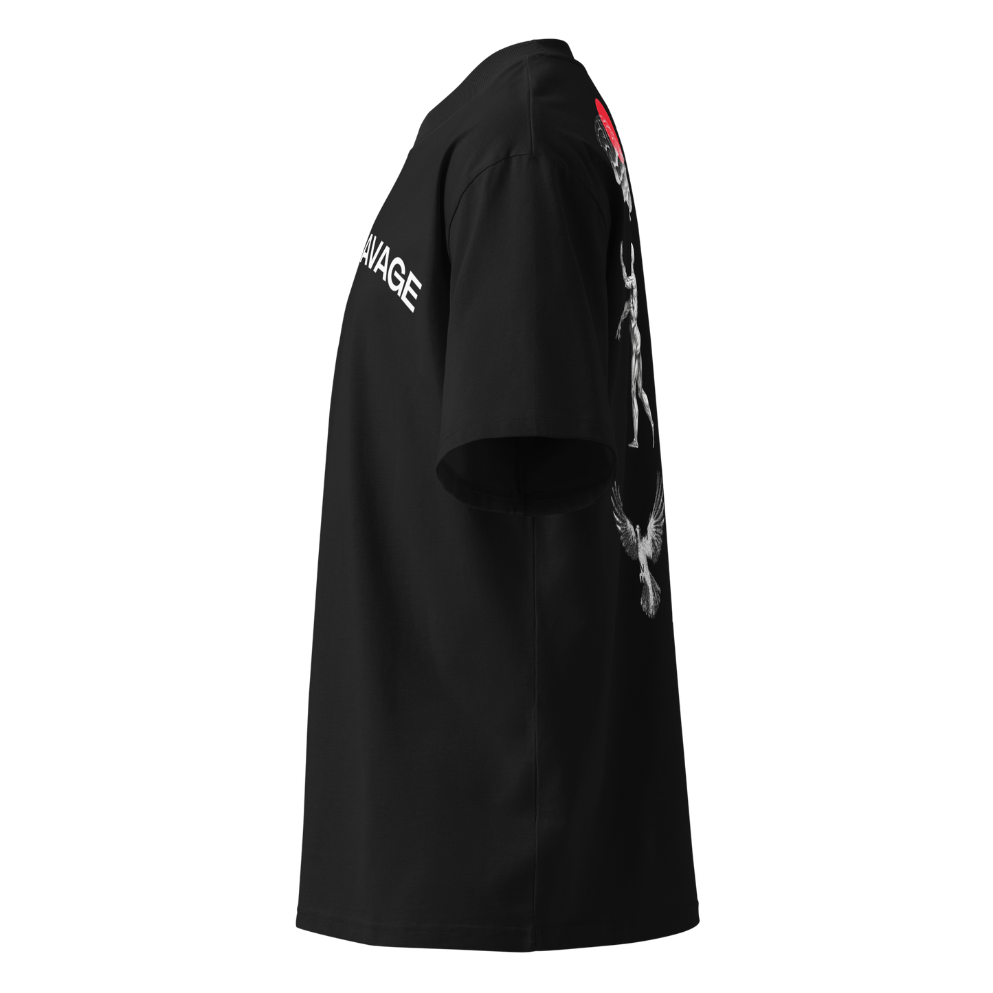 "One". Black Unisex organic oversized high neck t-shirt