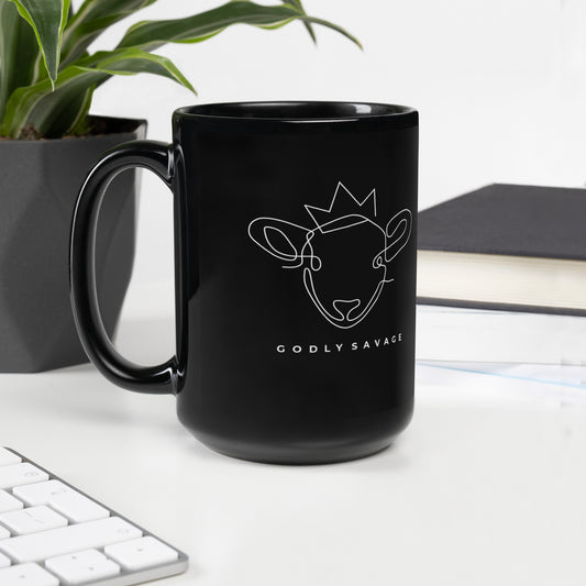 “Crowned Lamb” Black Glossy Mug