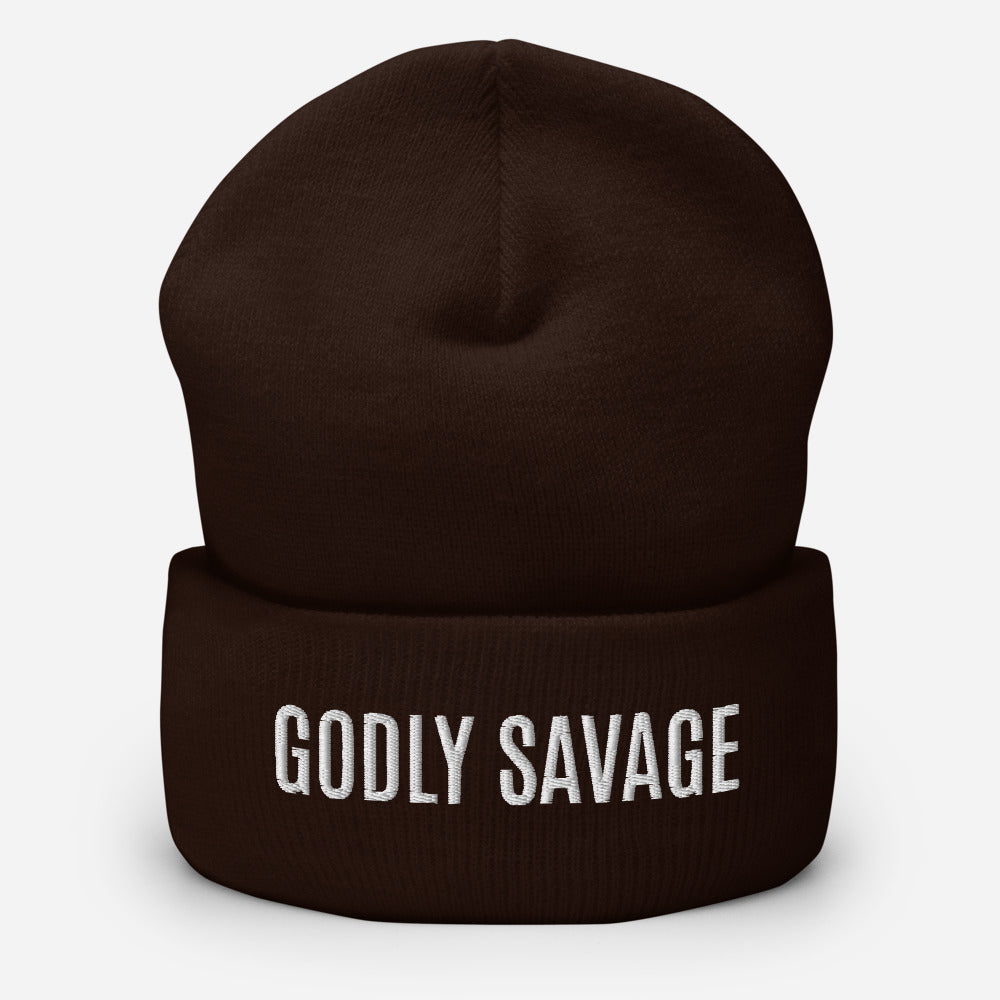 "Godly Savage" Cuffed Beanie