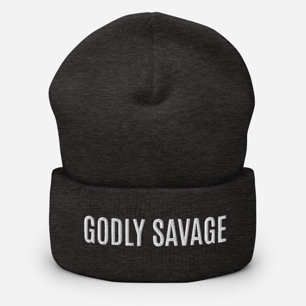 "Godly Savage" Cuffed Beanie